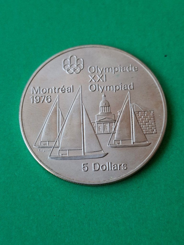 1973 Canada 5 dollars in zilver OS Montreál zeilen, Verzenden, Noord-Amerika, Losse munt, Zilver