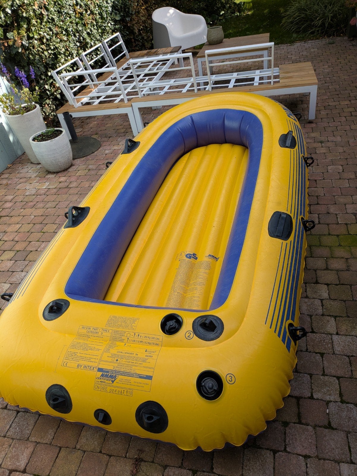 Intex Challenger 3 opblaasboot, Watersport en Boten, Ophalen, Zo goed als nieuw, Peddels, Overige merken
