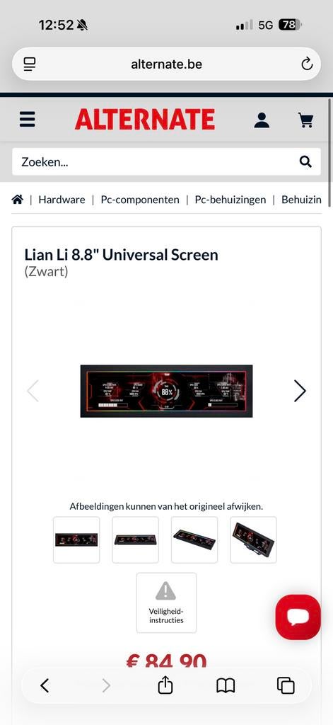Lian li 8.8inch universal screen, Computers en Software, Videokaarten, Ophalen, Zo goed als nieuw