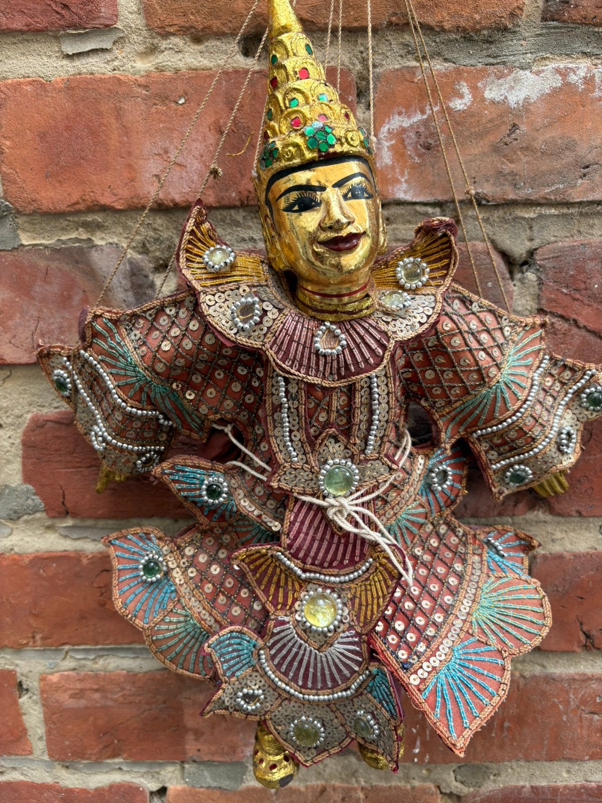 Vintage traditionele Birmese marionet, Antiek en Kunst, Kunst | Niet-Westerse kunst, Ophalen of Verzenden, Wanddecoratie, Gesneden