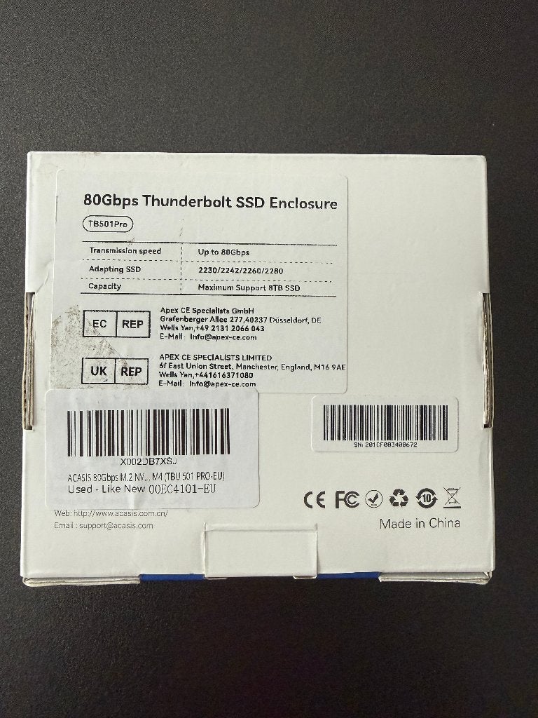 ACASIS TB501Pro 80Gbps Thunderbolt SSD enclosure, SSD, Ophalen of Verzenden, Zo goed als nieuw, ACASIS