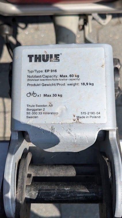 Fietsendrager THULE EP 916, Auto diversen, Fietsendragers, Ophalen, Gebruikt, 2 fietsen, Trekhaakdrager