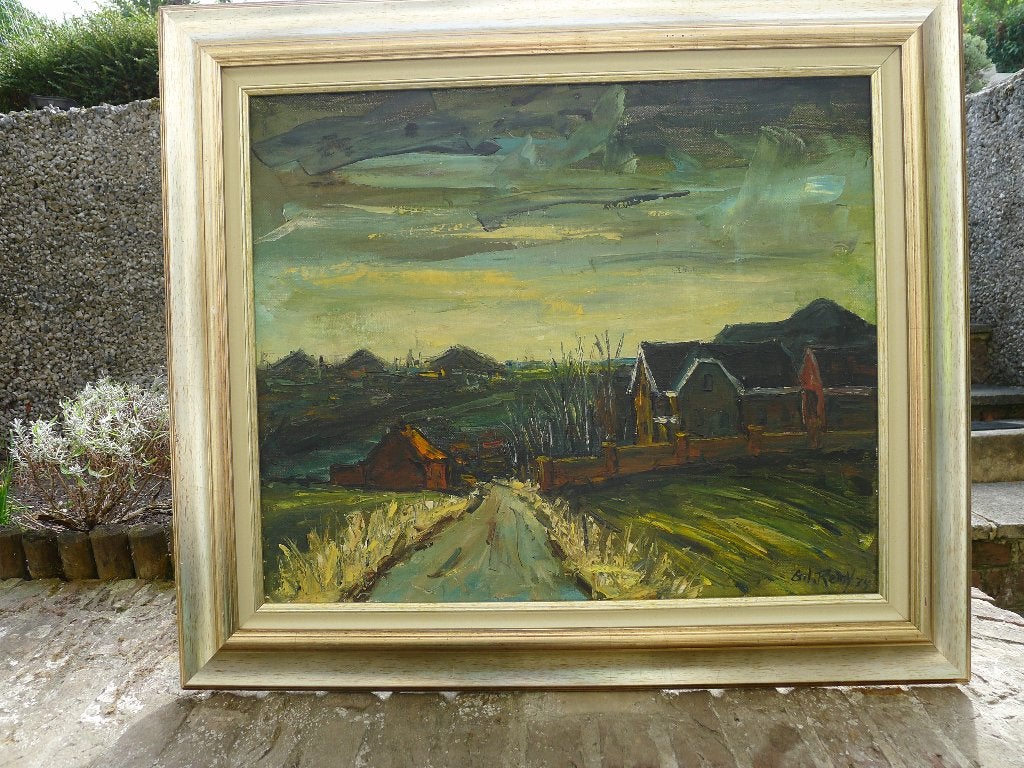 HST Vue de BOUFFIOULX .G REMY, Antiquités & Art, Art | Peinture | Classique, Paysage, Peinture à l'huile, Toile, Signé, Encadré