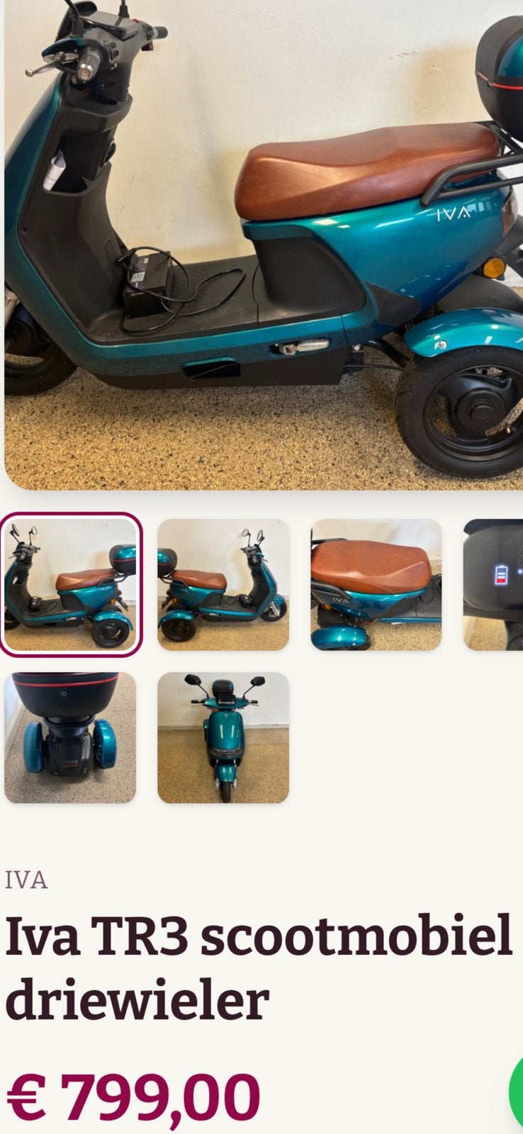 Iva scootmobiel 25 km per uur . 1600 km gelopen, Fietsen en Brommers, Ophalen, Elektrisch, Klasse A (25 km/u), Zo goed als nieuw