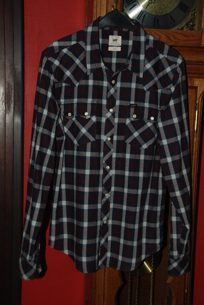 „LEE” bordeauxrood geruit hemd Maat M Zeer goede staat!, Lee cooper, Overige kleuren, Zo goed als nieuw, Halswijdte 39/40 (M)