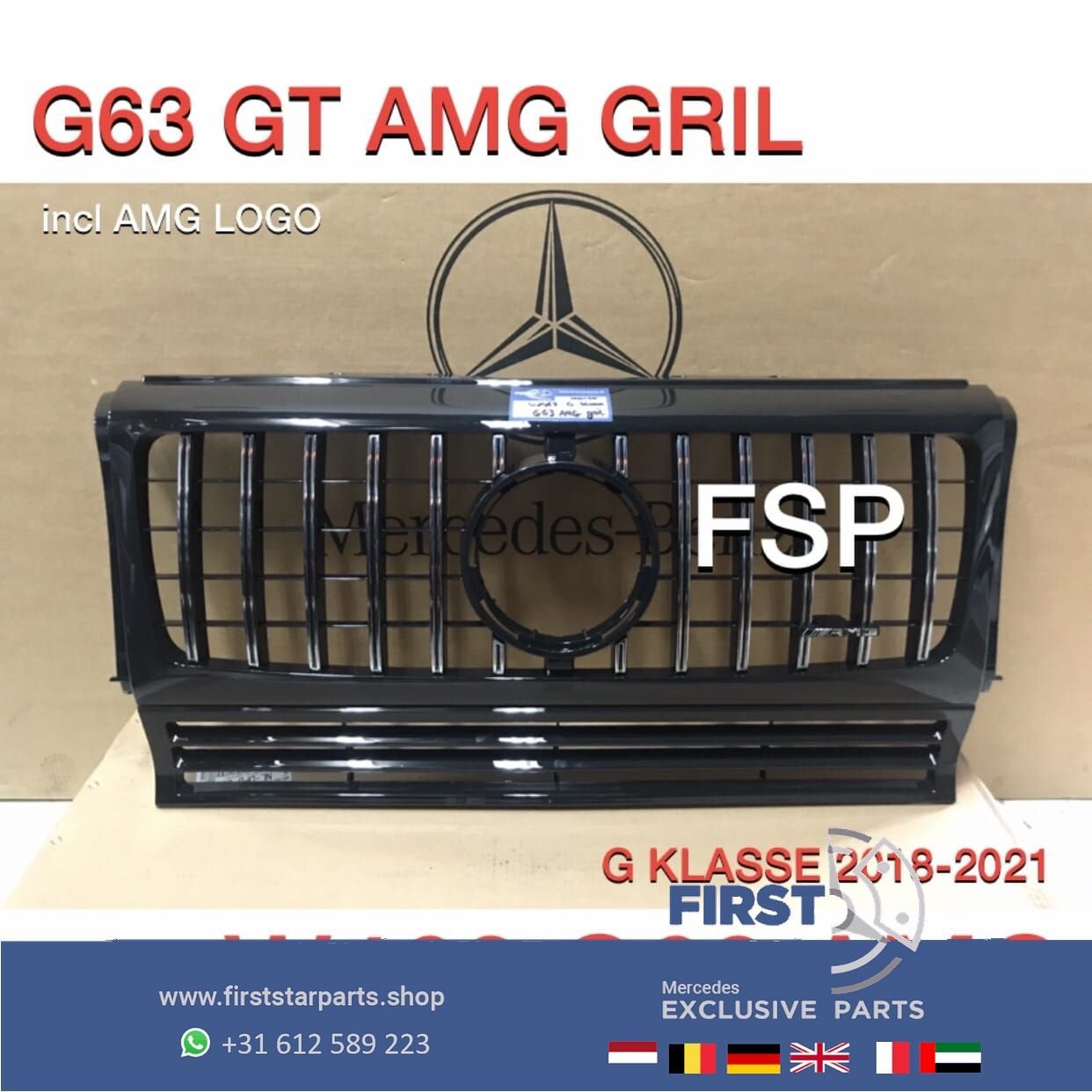 W463 G KLASSE AMG STYLE GRIL CHROOM AMG 63 LINE G WAGON G63, Gebruikt, -, Ophalen of Verzenden, -