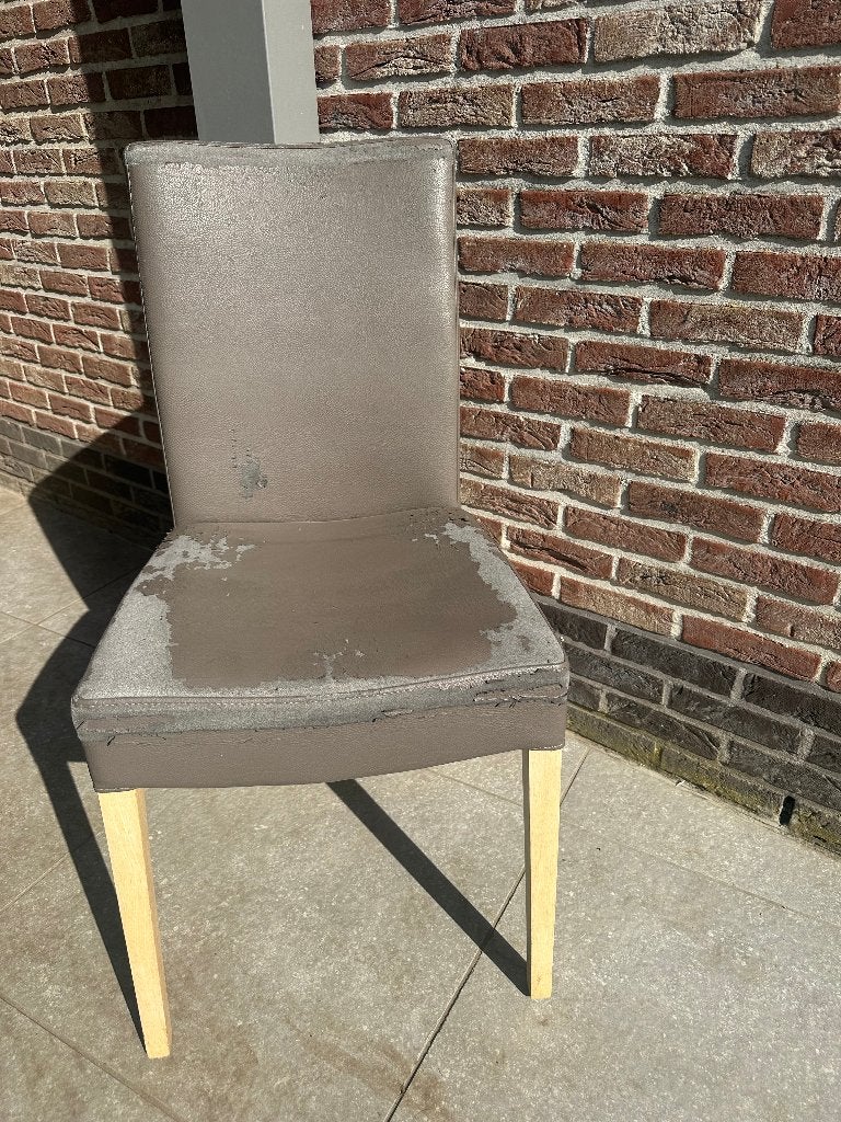 6 houten stoelen met imitatie lederen bekleding., Maison & Meubles, Bois, Autres couleurs, Klassiek, Enlèvement