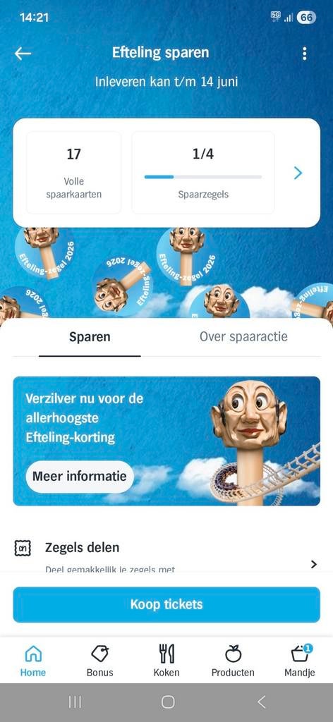 Spaarkaarten efteling Albert Heijn, Tickets en Kaartjes