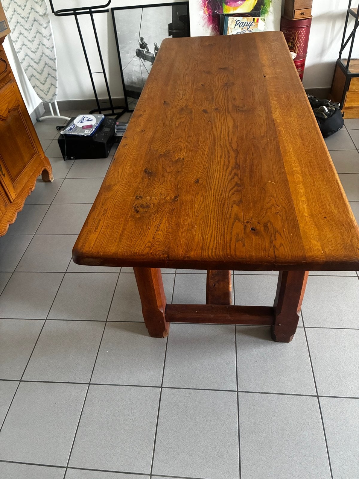 Table chêne massif authentique, Maison & Meubles, Tables | Tables de salon, 200 cm ou plus, Enlèvement, Utilisé, 50 à 100 cm