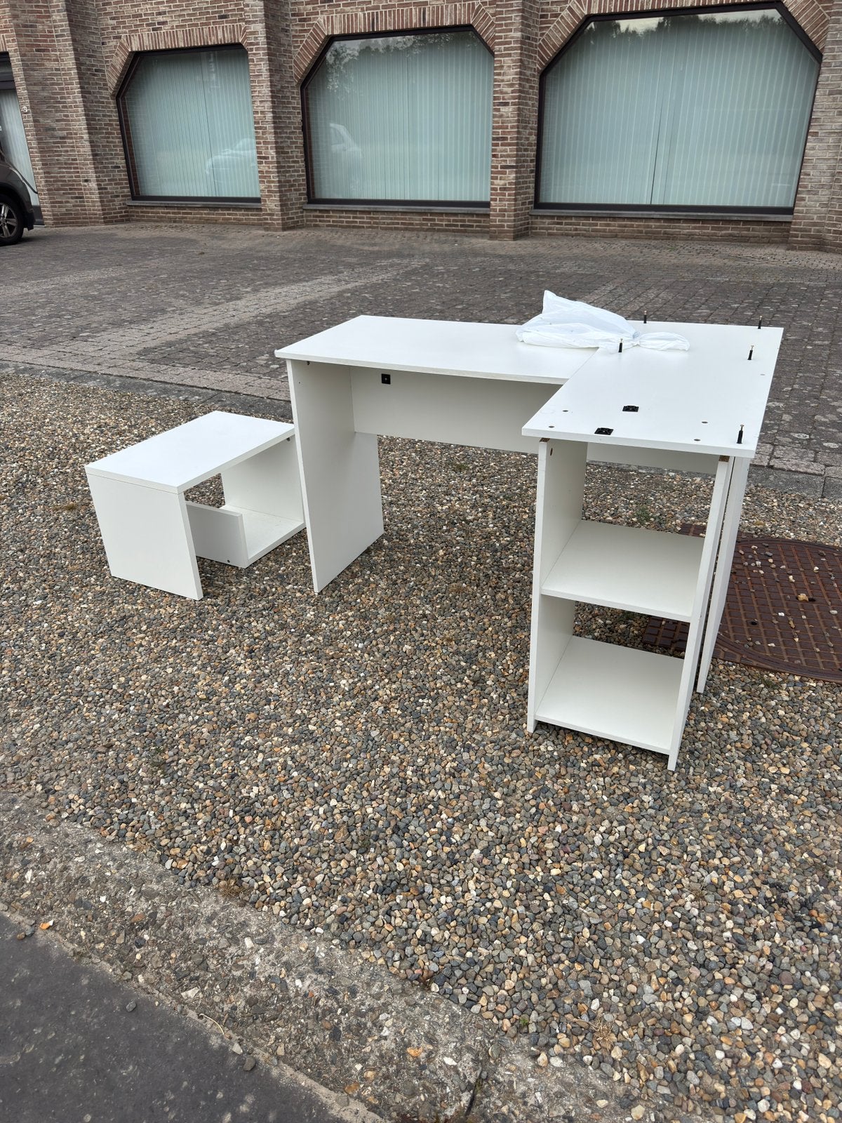 Wit houten hoekbureau, Ophalen, Gebruikt, Wit, Hoekbureau