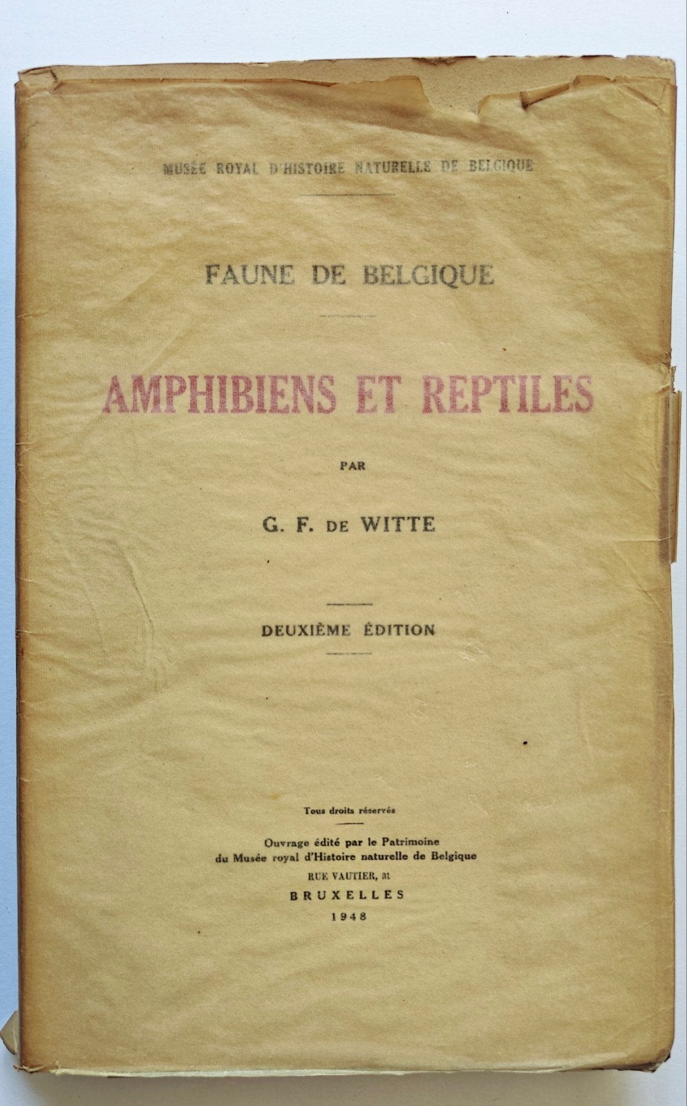 Amphibies et reptiles/1948. En bon état., Enlèvement
