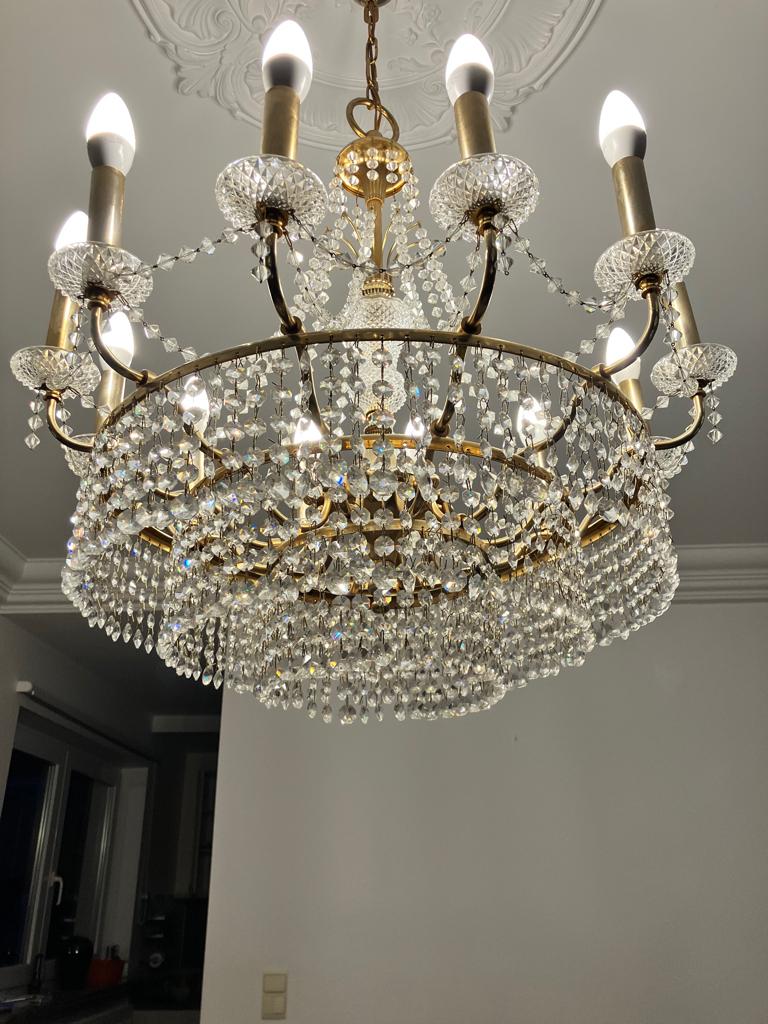 Kristallen luchter, Huis en Inrichting, Lampen | Kroonluchters, Ophalen, Gebruikt, Glas