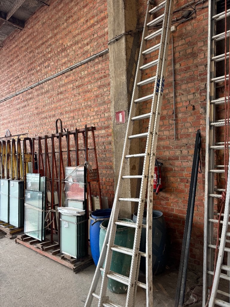 dubbele schuifladder, Doe-het-zelf en Bouw, Ophalen, Gebruikt, Ladder, Opvouwbaar of Inschuifbaar