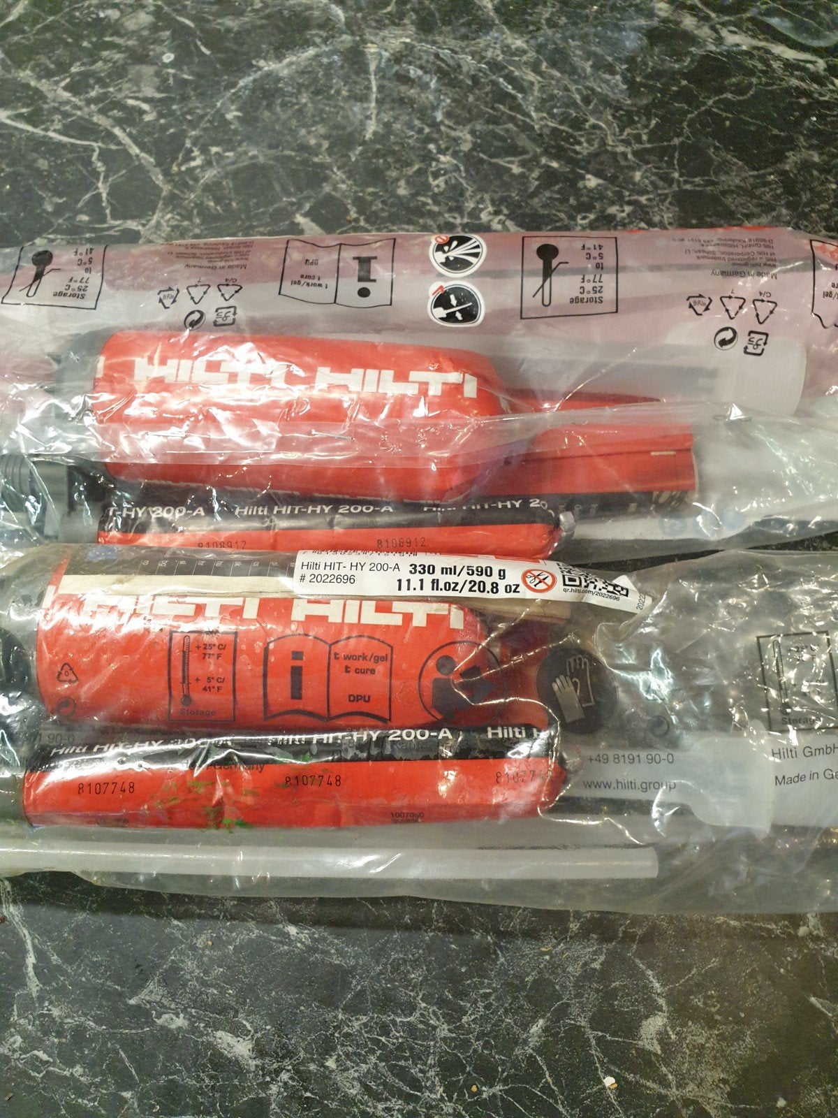Hilti injectie mortel, Ophalen