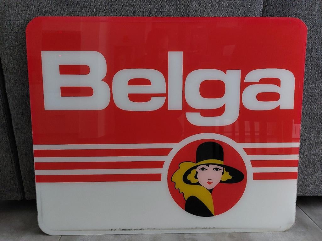 Belga reclame 79cmx64cm afkomstig uit lichtbak., Verzamelen, Ophalen of Verzenden