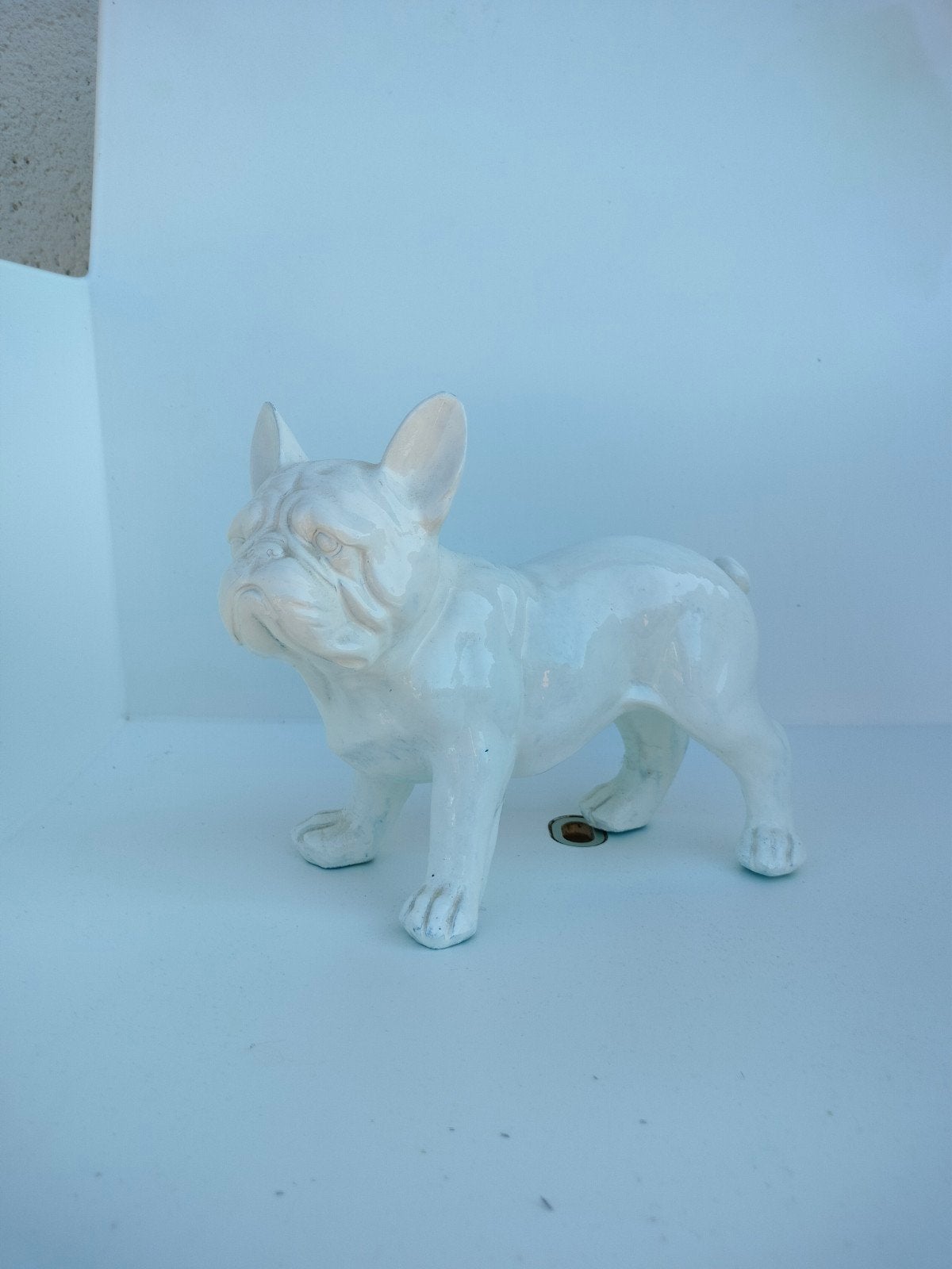 wit beeld Franse bulldog, Verzamelen, Ophalen, Zo goed als nieuw, Hond of Kat, Beeldje of Figuurtje