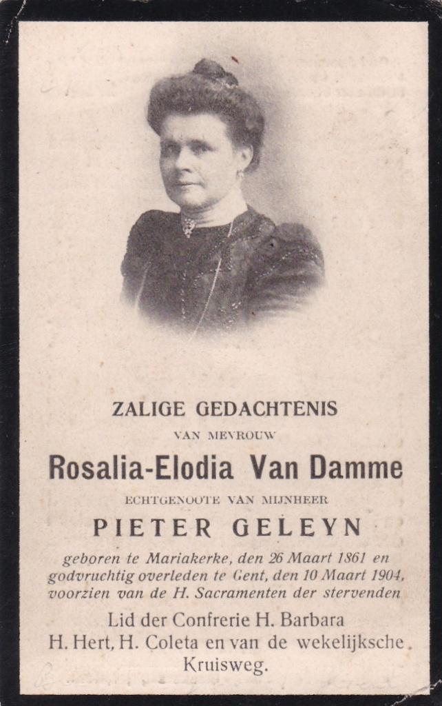 Van Damme Rosalia  Mariakeke 1861 + Gent 1901, Verzamelen, Bidprentjes en Rouwkaarten, Verzenden
