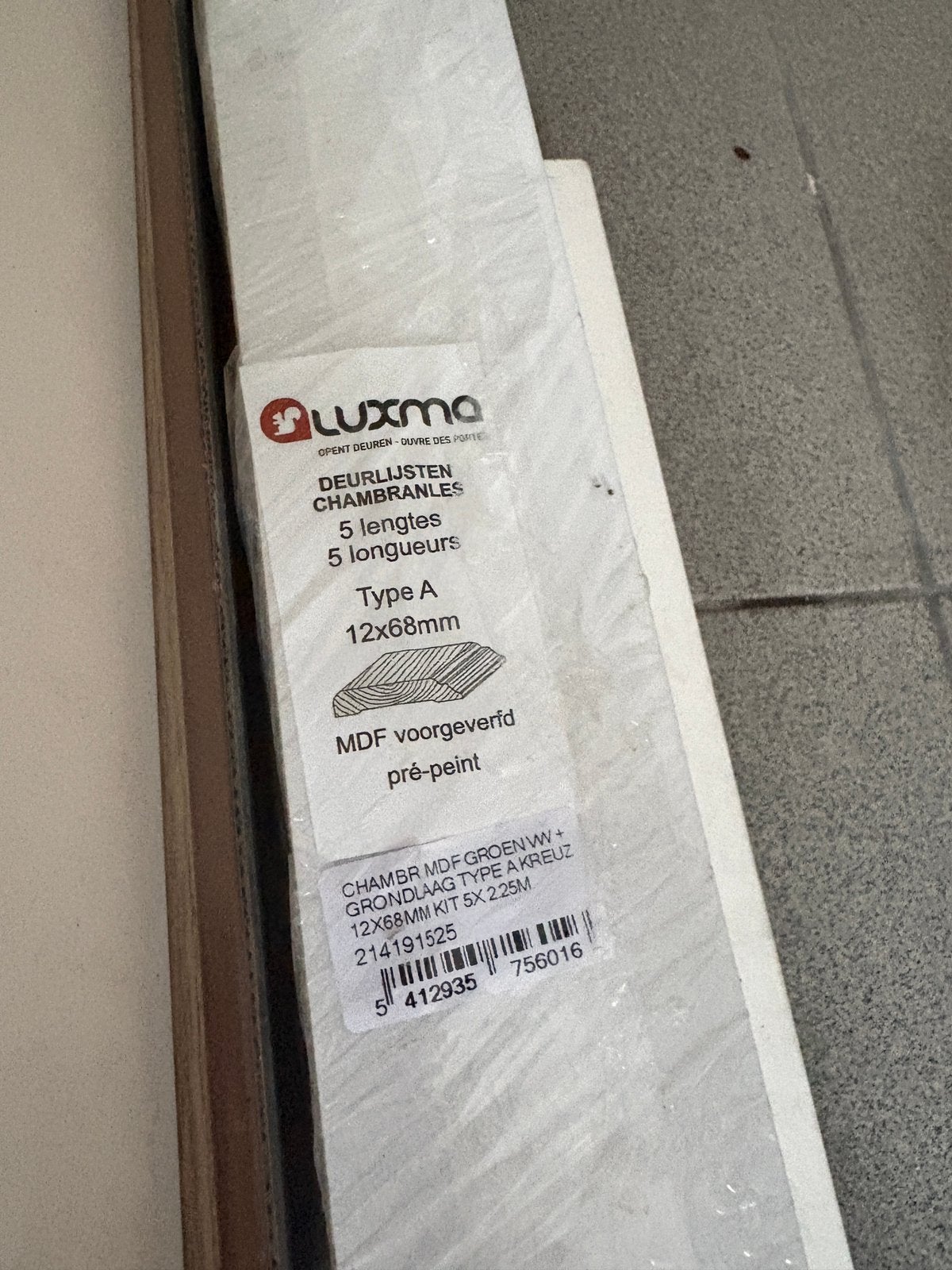 DEURLIJST CHAMBRANT MDF in primer 12X68 KIT 5 STUKS PER PAK, Enlèvement, Neuf