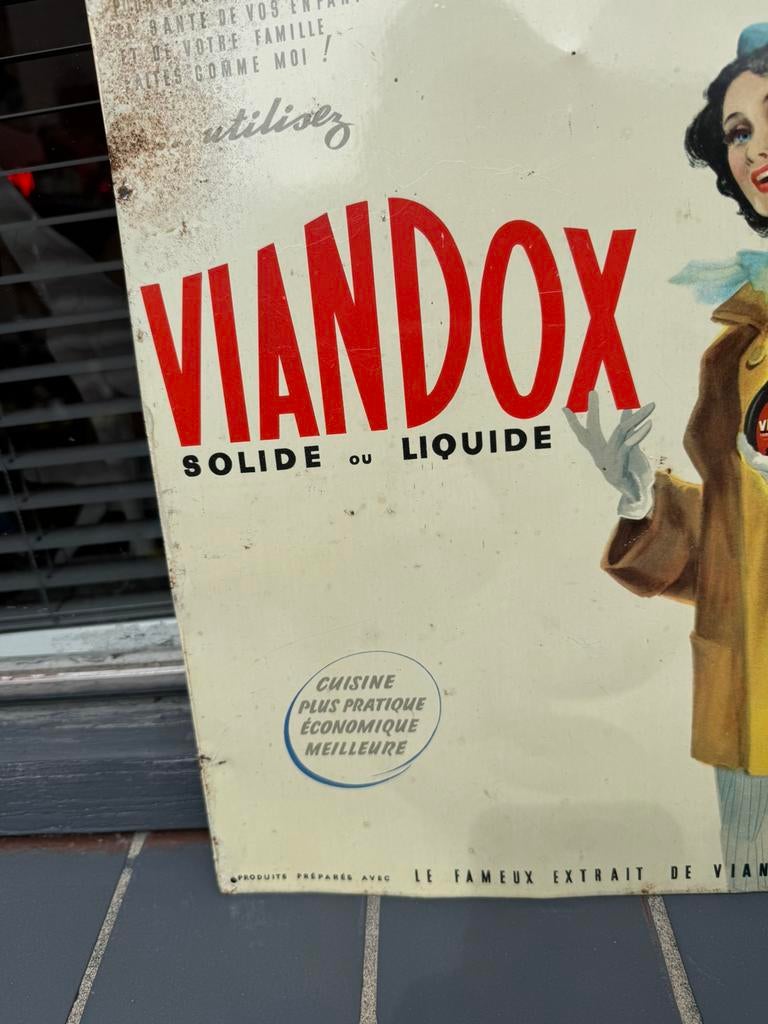 VIANDOX oud reclamebord, Verzamelen, Ophalen of Verzenden, Gebruikt, Reclamebord