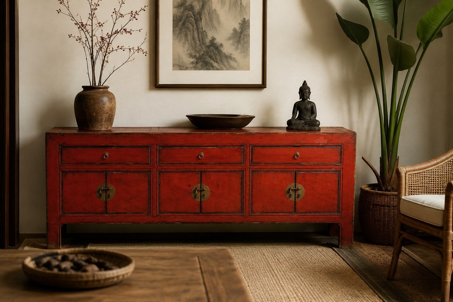 antieke chinese dressoir oosters rood, Ophalen of Verzenden