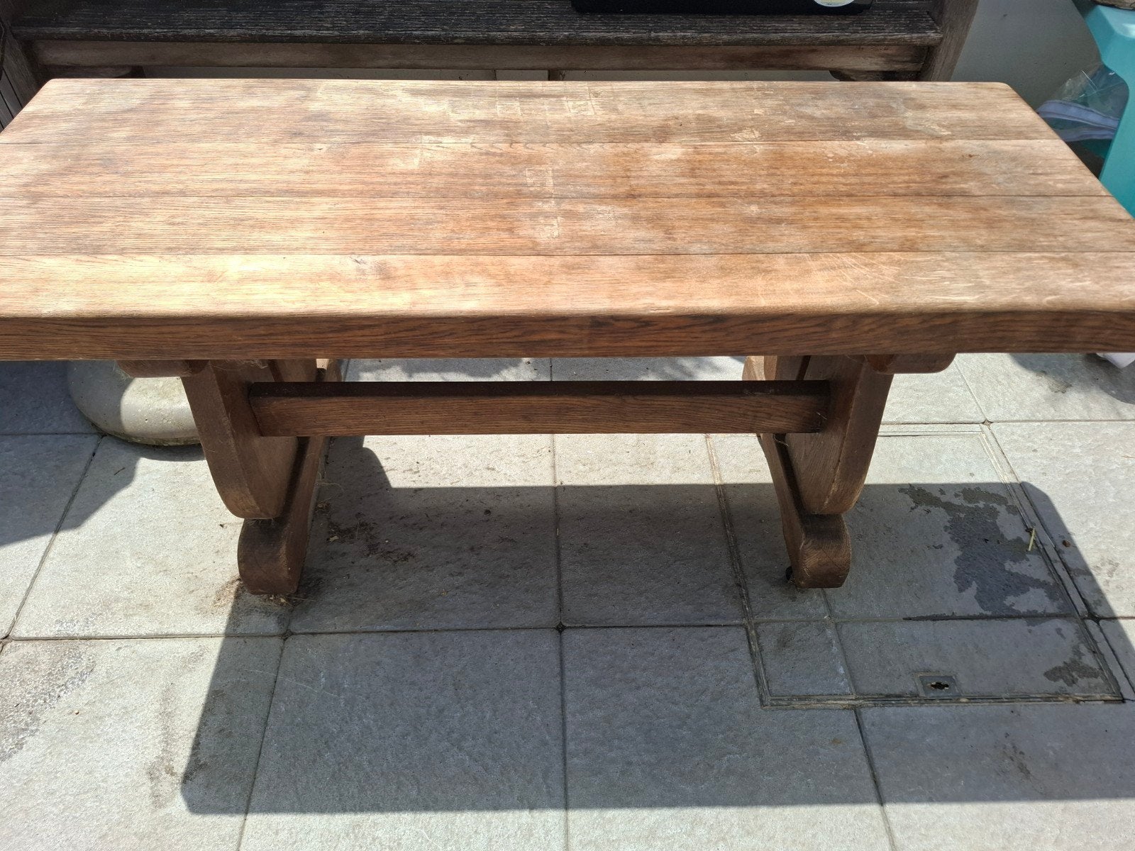 Houten tafel op wielen 120cmx40cm, Ophalen