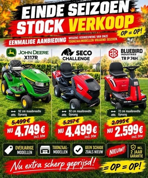 Stock Verkoop Diverse zitmaaiers, Enlèvement, Neuf