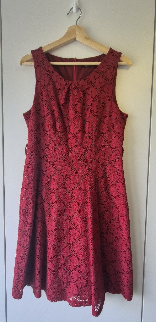 Bordeauxrode Cassis jurk – vintage look – 38/40, Maat 38/40 (M), Cassis Collection, Cocktailjurk, Ophalen of Verzenden