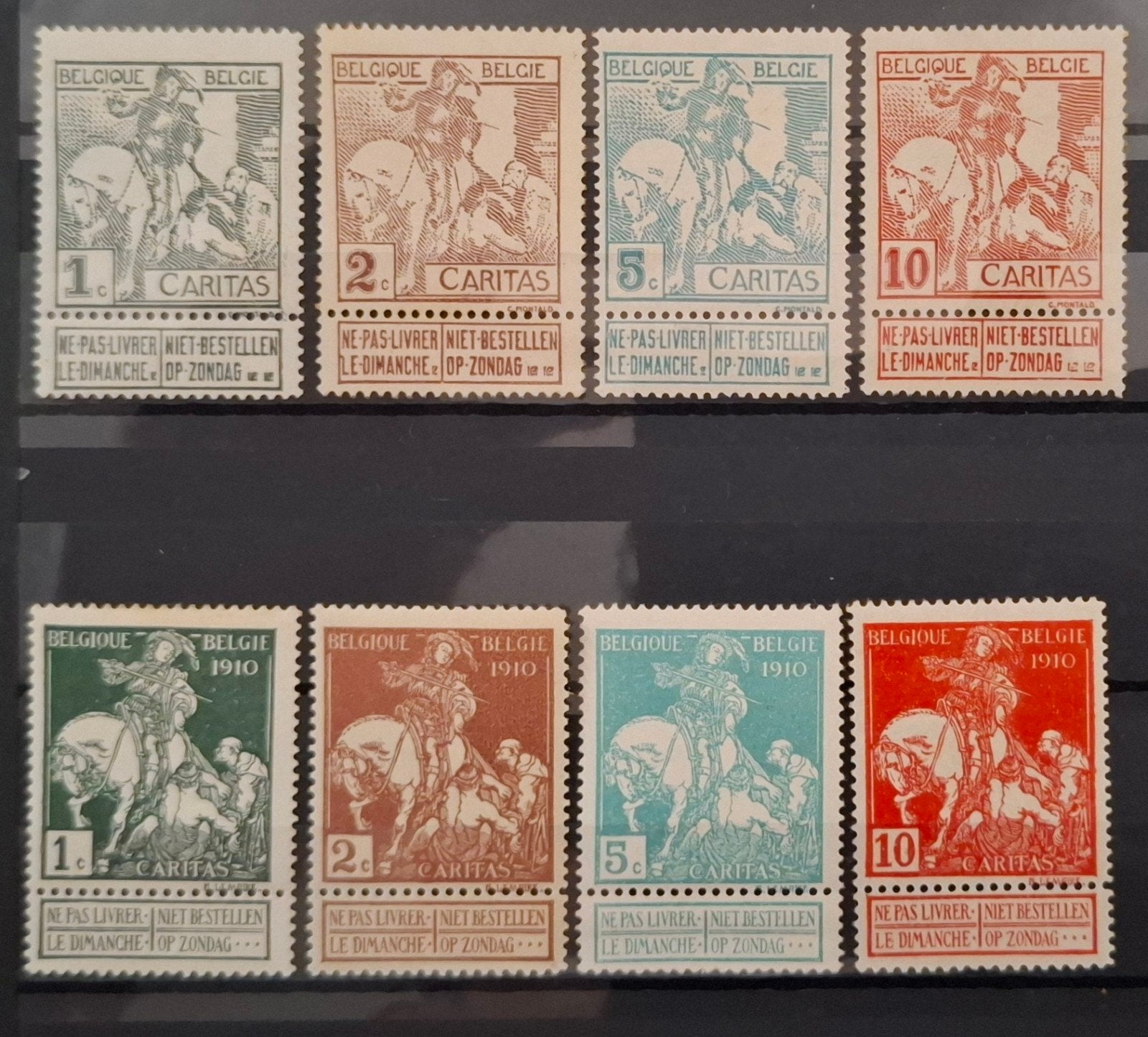 Belgique : COB 84/91 ** Caritas 1910., Sans timbre, Neuf, Enlèvement ou Envoi, Non oblitéré