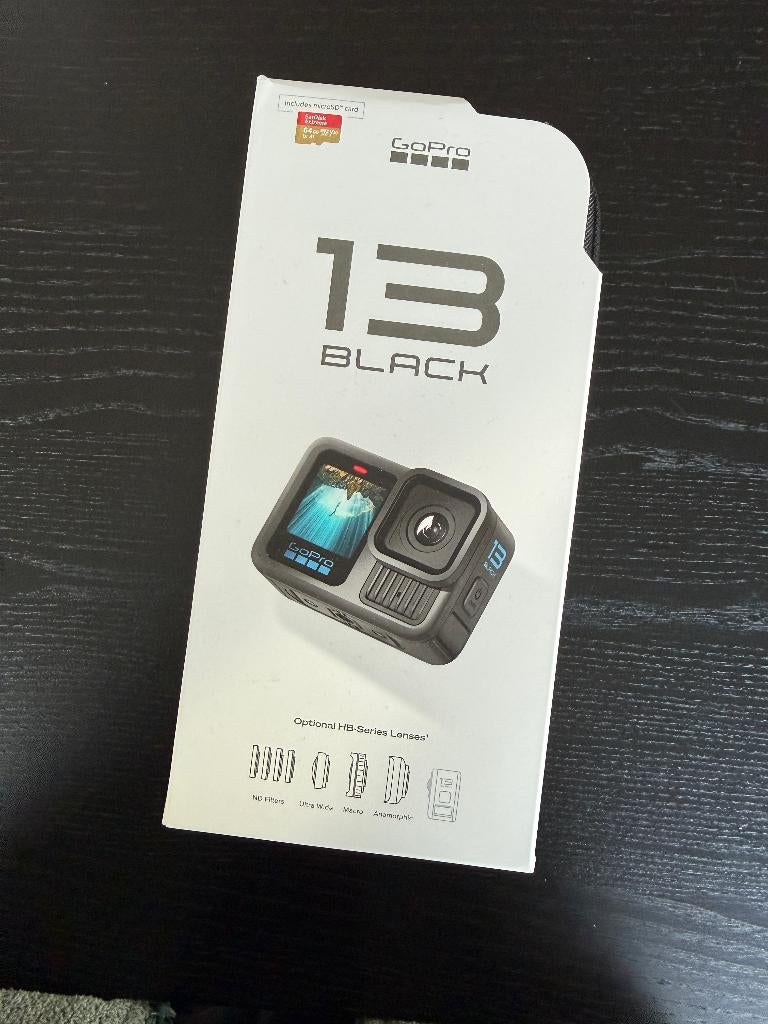 GoPro HERO13 Zwart – Ongeopend | 64GB SD + Etui | Garantie, Ophalen of Verzenden, Nieuw, GoPro