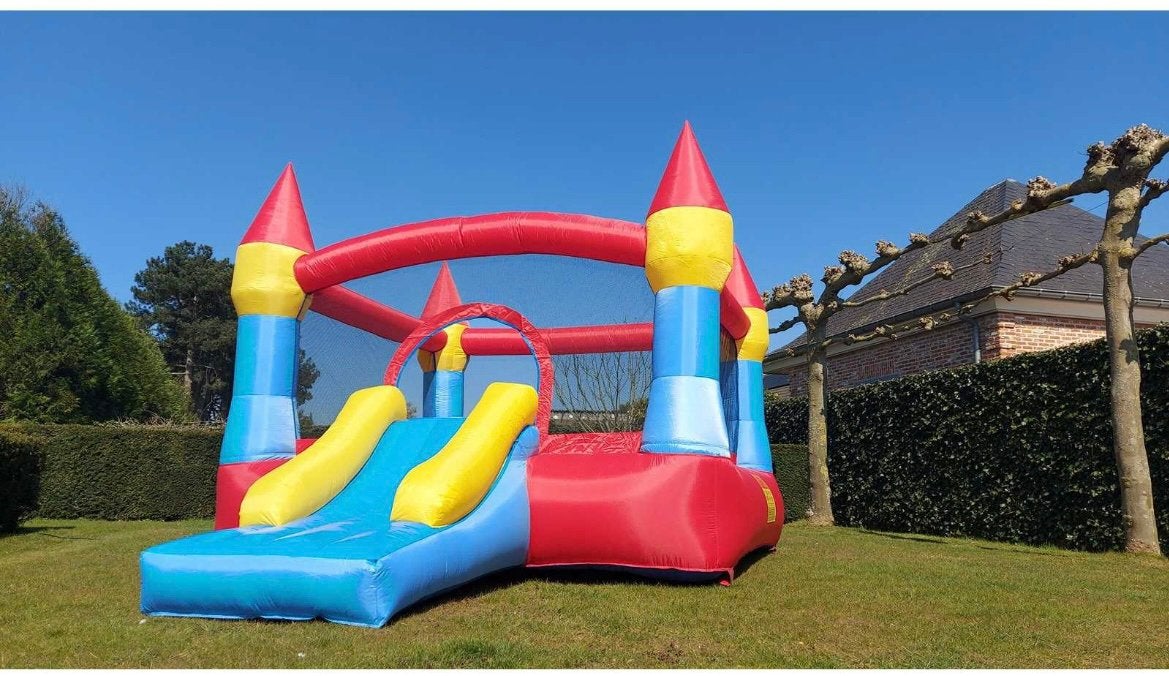 Château gonflable avec toboggan – NEUF – Souffleur inclus, Enlèvement, Neuf