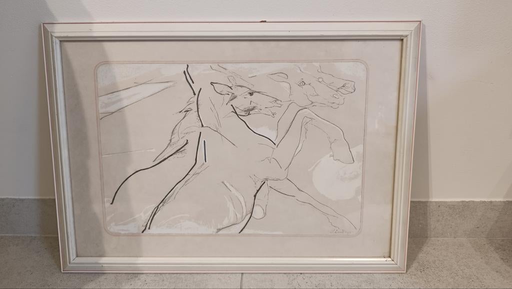 Fotogravure  Running Horses Volvo, Antiek en Kunst, Kunst | Schilderijen | Modern, Ophalen