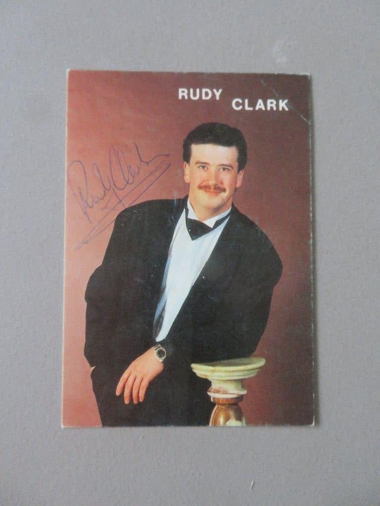 gesigneerde fankaart zanger Rudy Clark Hoevenen, Verzamelen, Ophalen of Verzenden, Zo goed als nieuw, Foto of Kaart, Gesigneerd