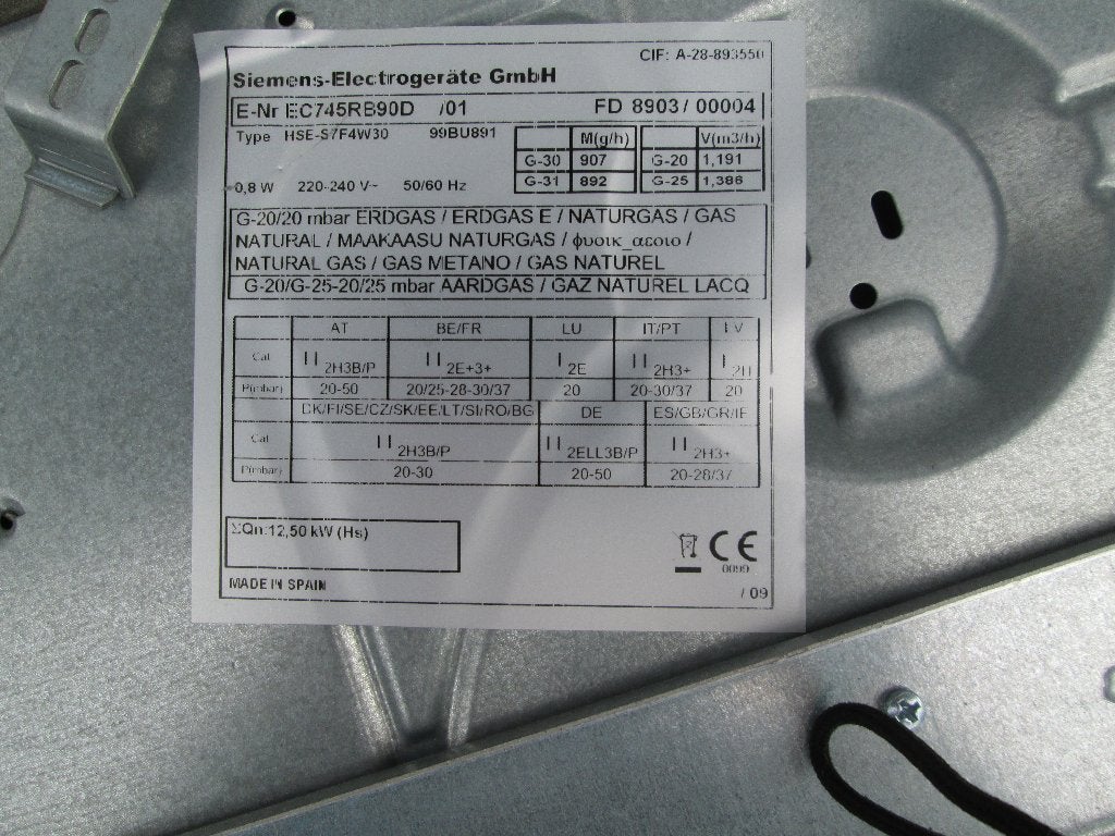 gasfornuis merk Siemens type HSE-S7F4W30, Ophalen, Gebruikt, Minder dan 85 cm, 60 cm of meer