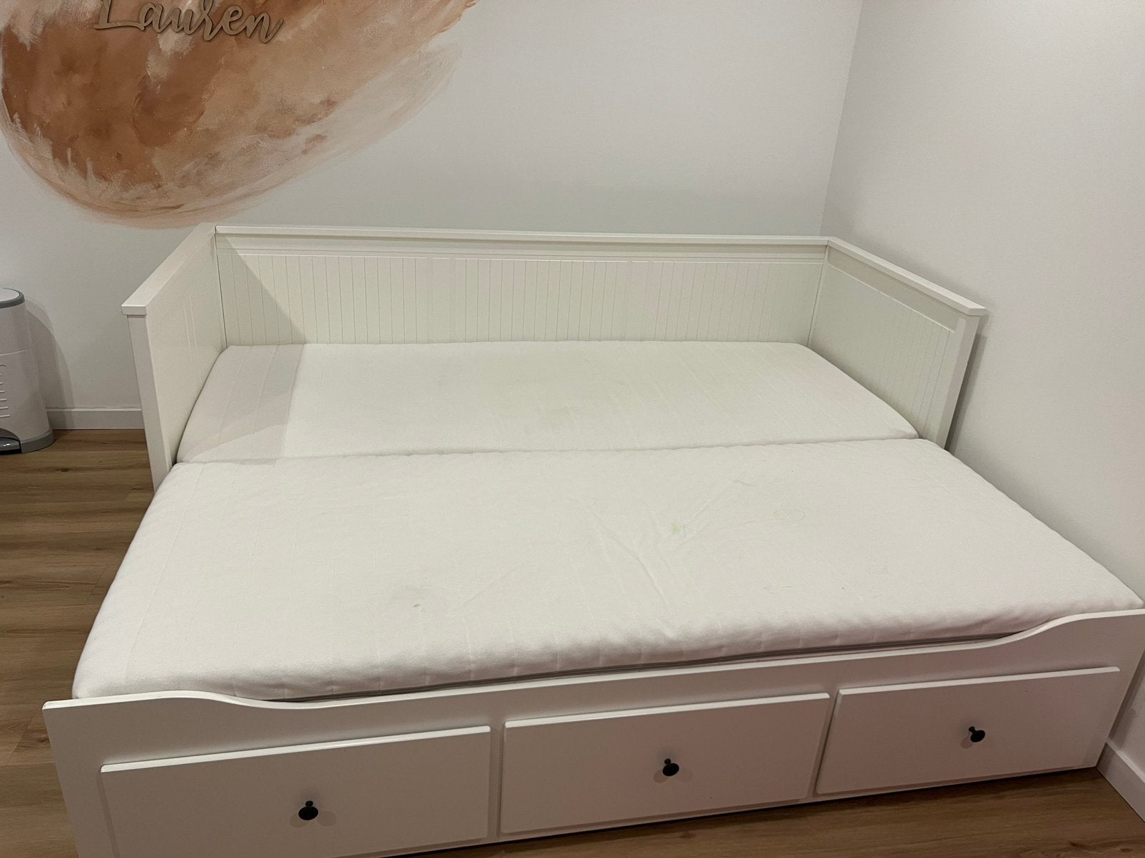 Zetel bank (ZONDER MATRASSEN), Huis en Inrichting, Ophalen, Gebruikt, Wit, 80 cm