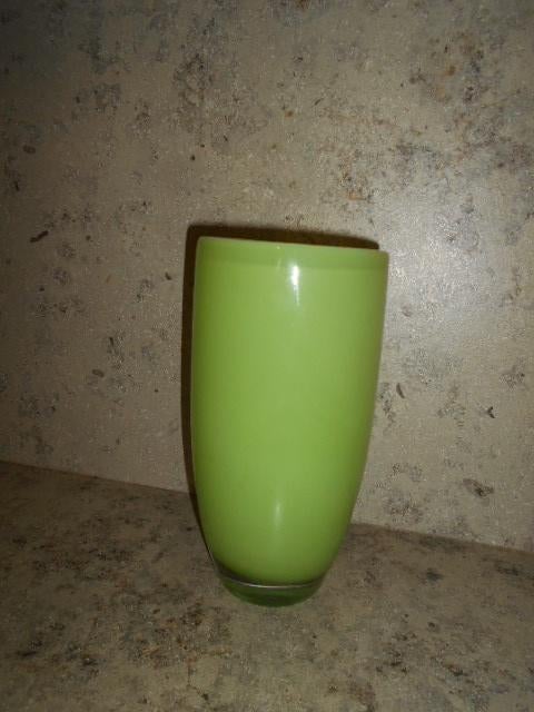 Groene glazen vaas - Jaren 80, Ophalen of Verzenden, Zo goed als nieuw, Groen, Glas