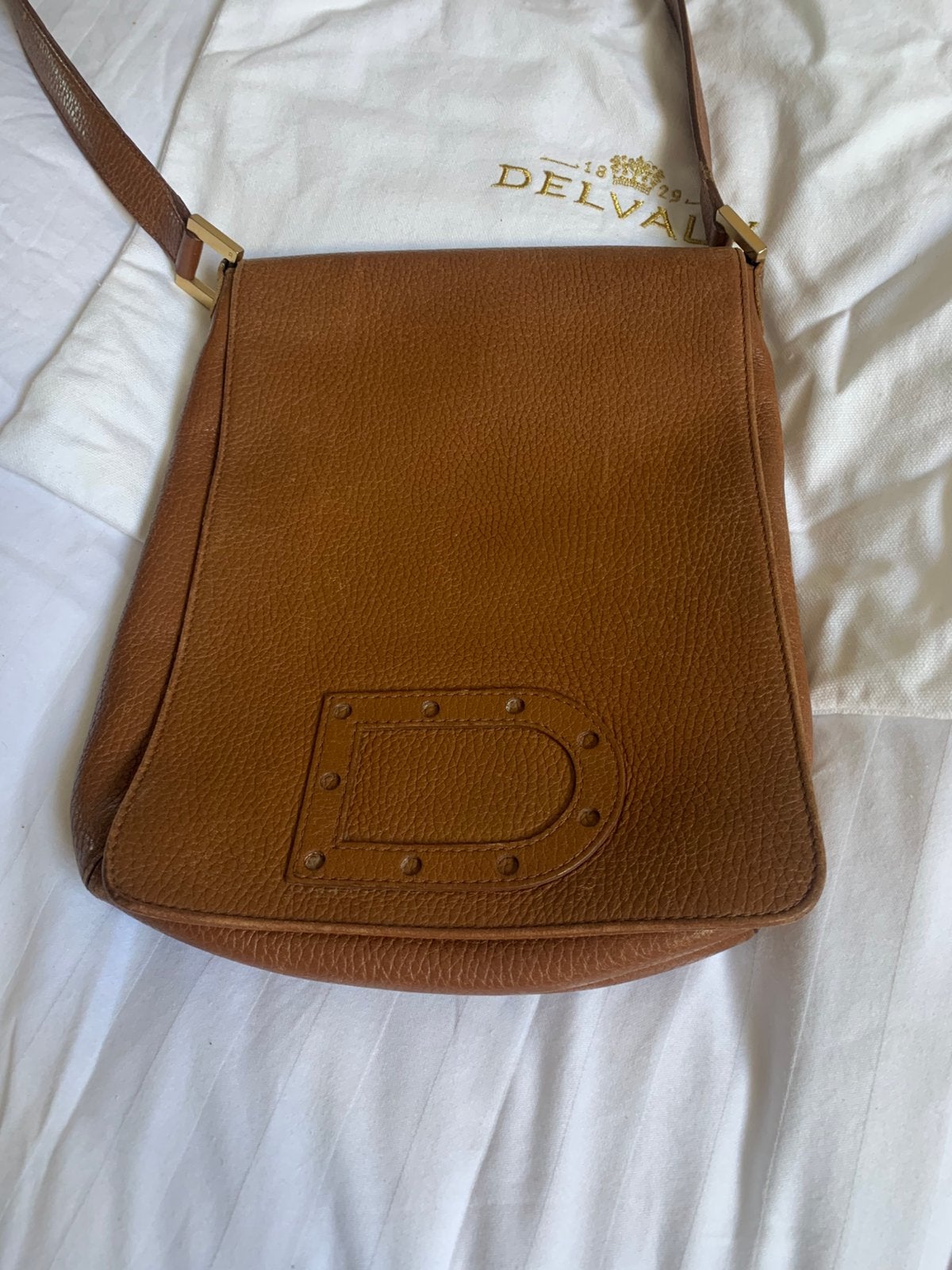 DELVAUX VINTAGE HANDTAS, Overige merken, Gebruikt, Bruin, Ophalen of Verzenden