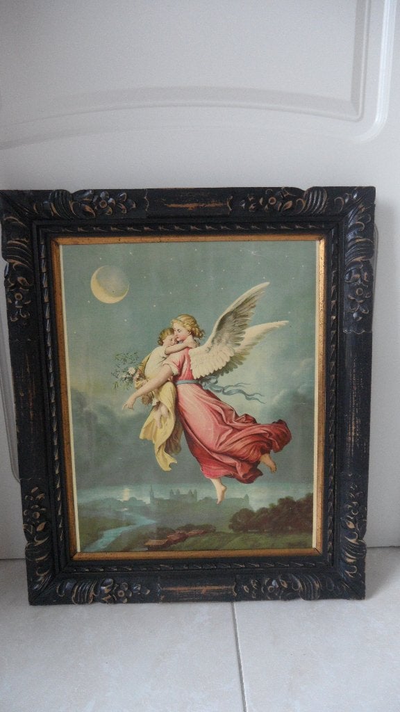 Oude litho van Engelbewaarder (begin 1900), Antiek en Kunst, Kunst | Litho's en Zeefdrukken, Ophalen of Verzenden