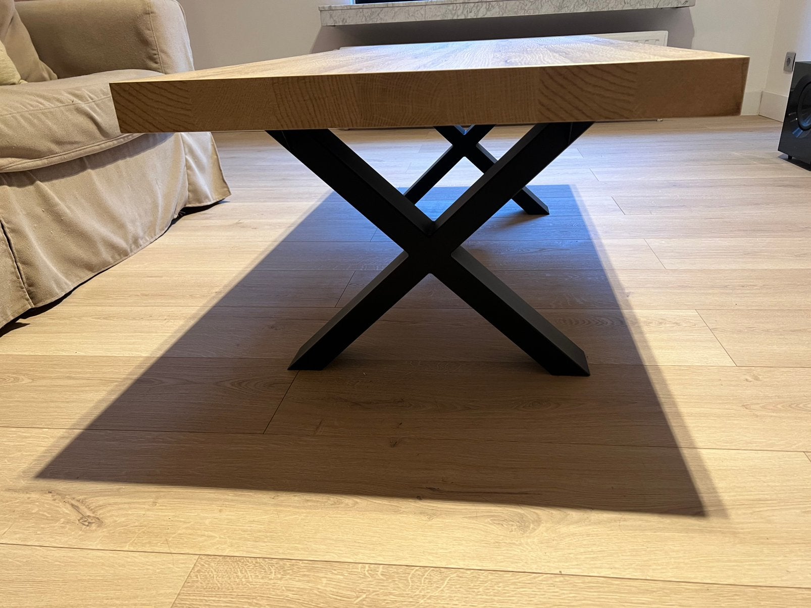 Frans eiken salontafel te koop, Enlèvement, Comme neuf, Rectangulaire