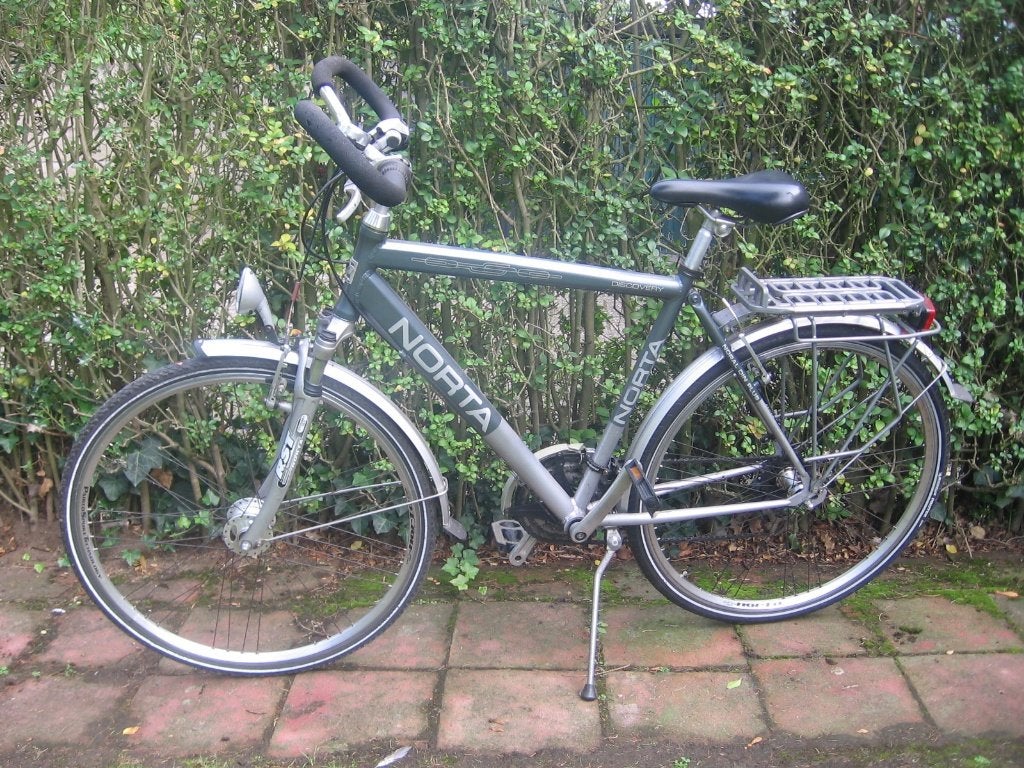 28 inch alu norta herenfiets vlinderstuur 21 versnellingen, Fietsen en Brommers, Gebruikt, Velgrem, Versnellingen, 49 tot 53 cm