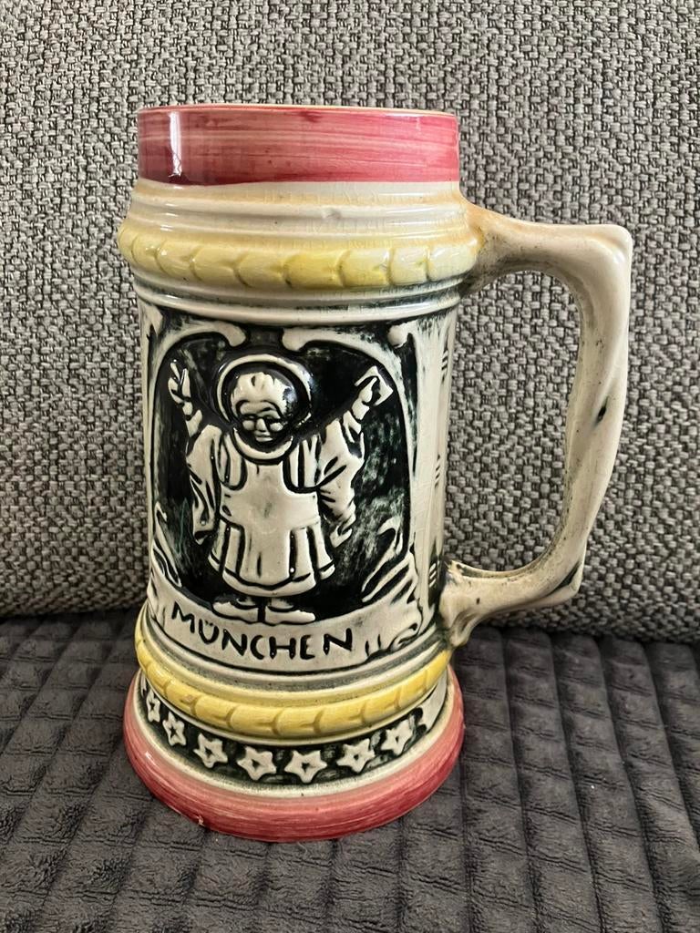 Vintage bierkruik 1 l München 20 cm hoog, Ophalen of Verzenden, Gebruikt