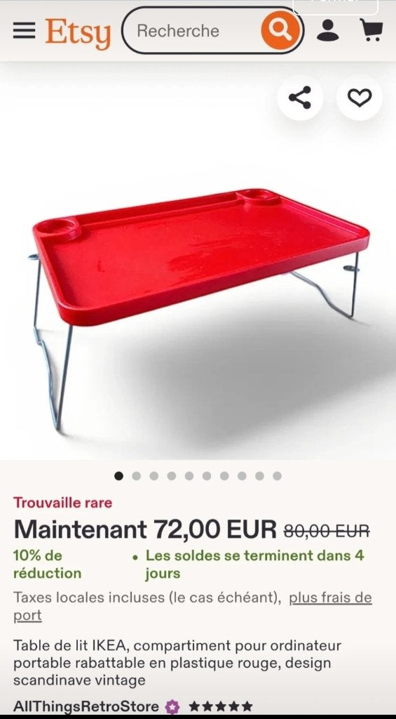 Plateau sur pieds vintage 80's Ikea, Maison & Meubles, Enlèvement ou Envoi, Comme neuf, Plateau, Rectangulaire