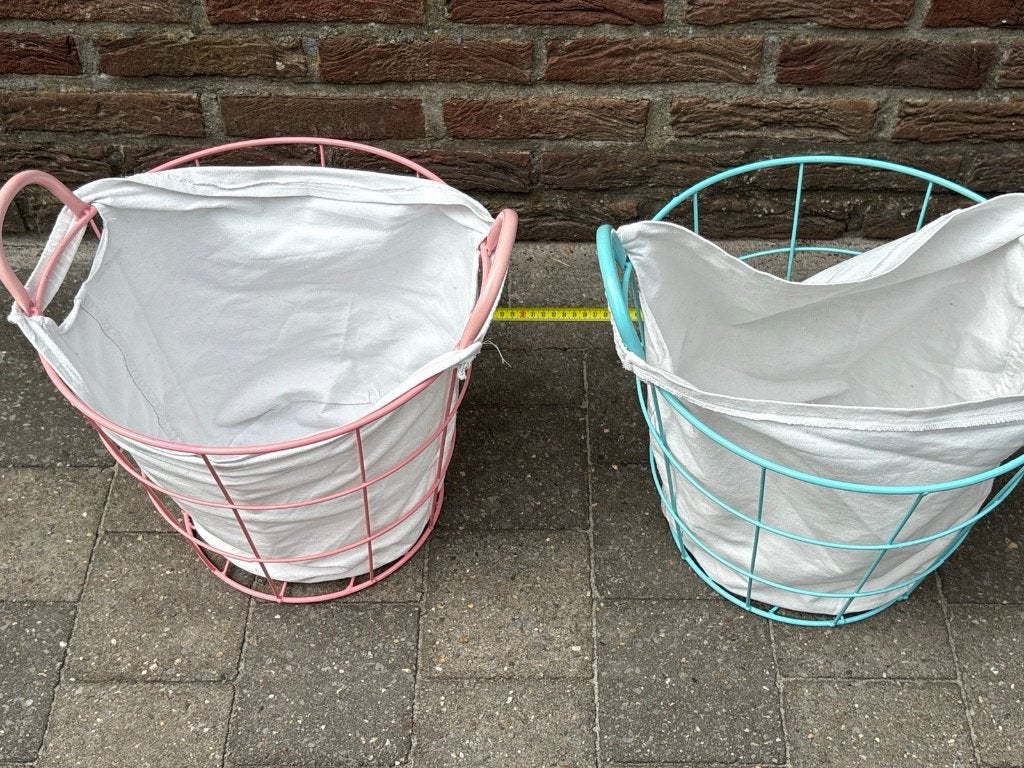 Draadmanden met stoffen binnenzak, set van 2, Ophalen, Gebruikt, Mand