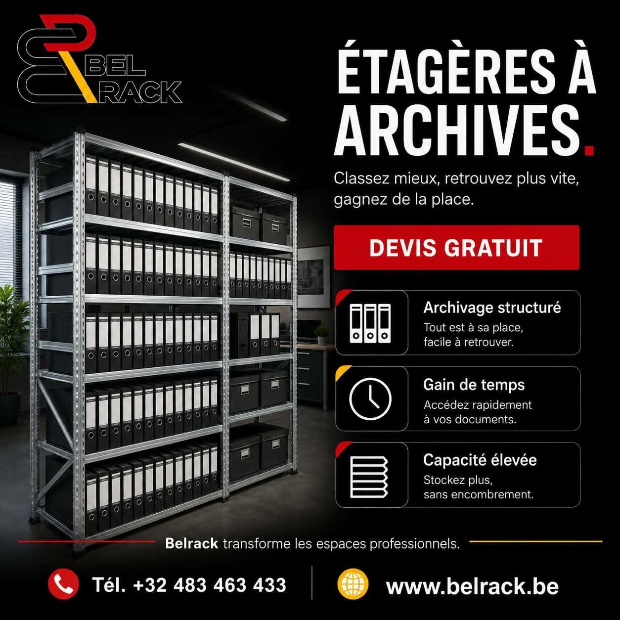 rayonnage pour archive (étagère à archive), Enlèvement ou Envoi, Belrack, Belgique, Neuf