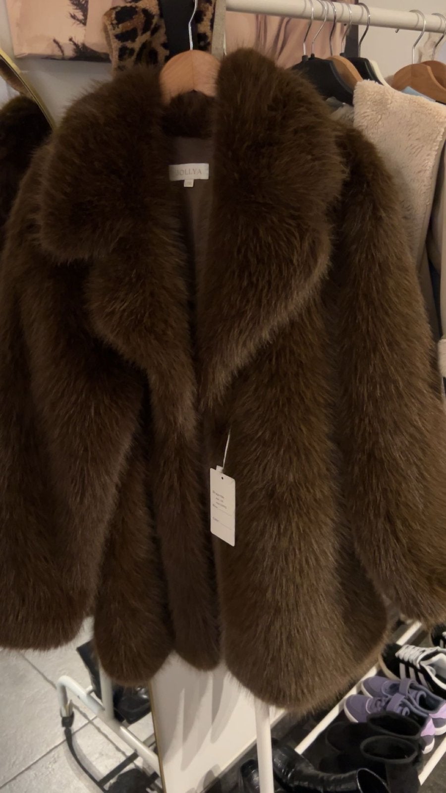 Manteau fausse fourrure marron, Ophalen of Verzenden, Zo goed als nieuw