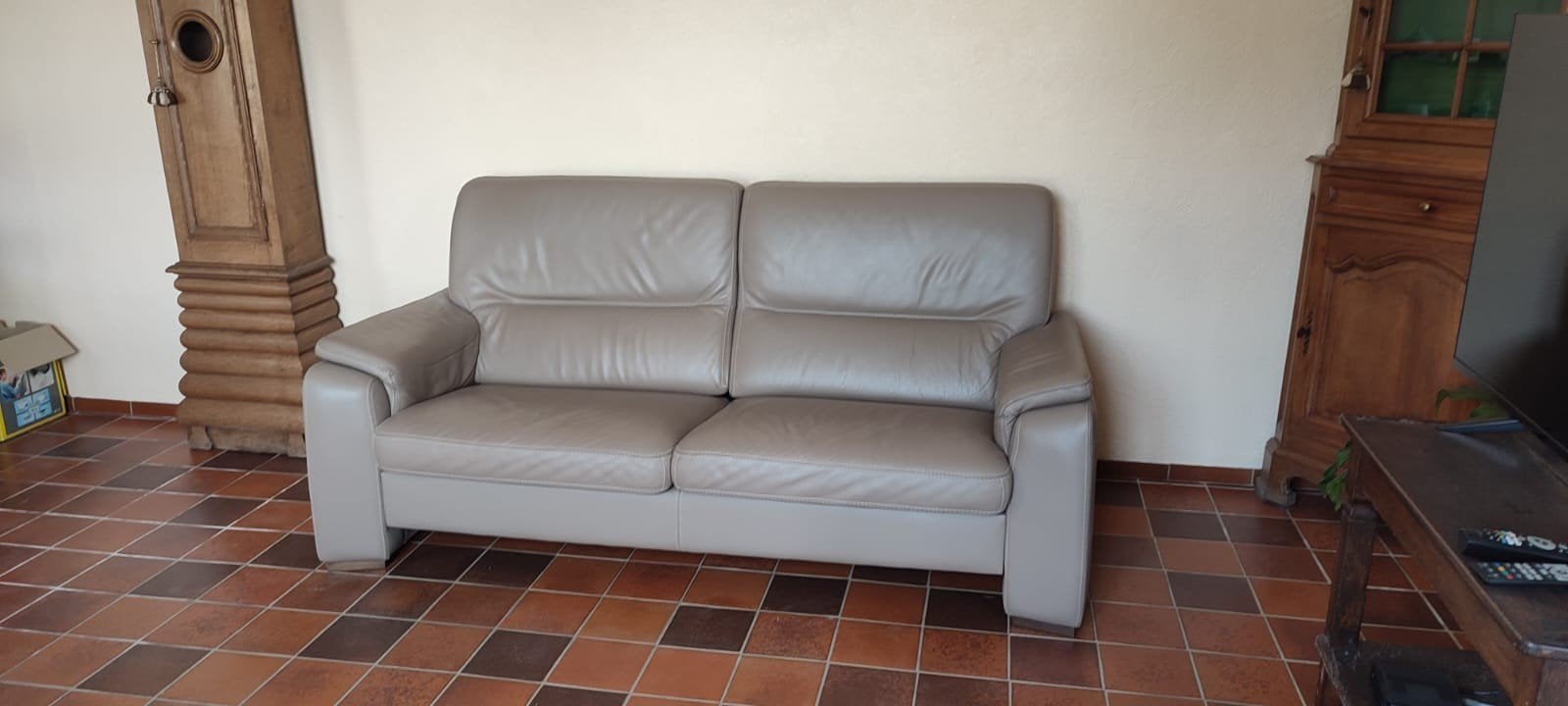 Ensemble salon en cuir gris clair, Enlèvement, Cuir