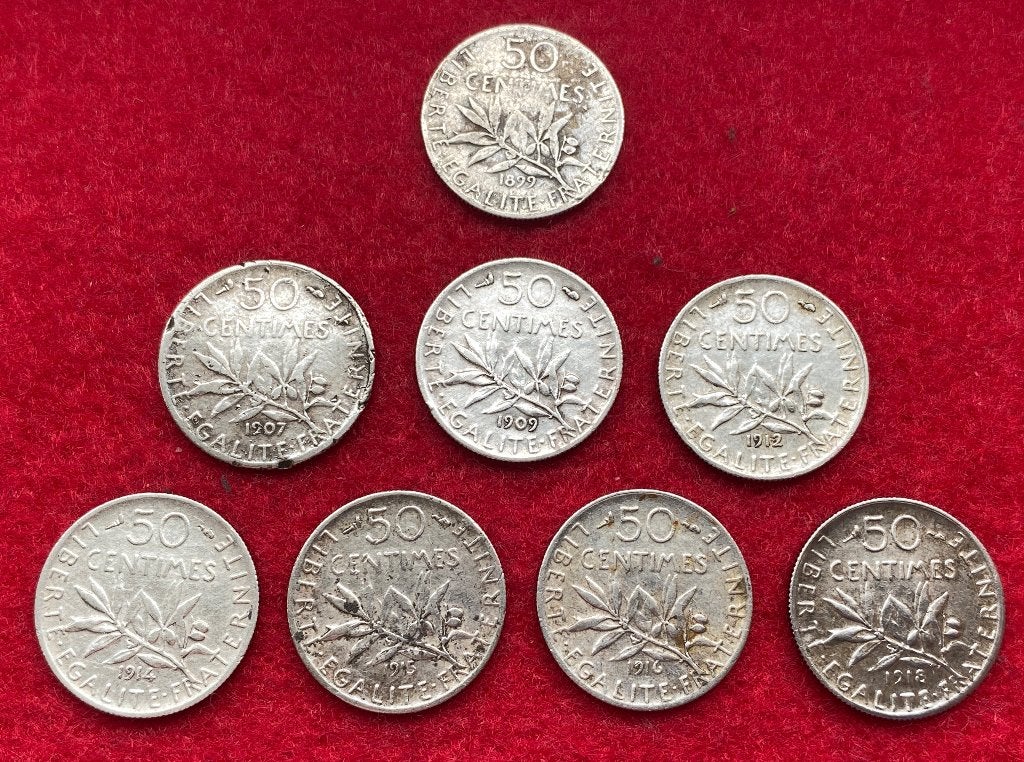 Collection Monnaie - Pièces de 50 Centimes Semeuse 1899-1918, Enlèvement ou Envoi