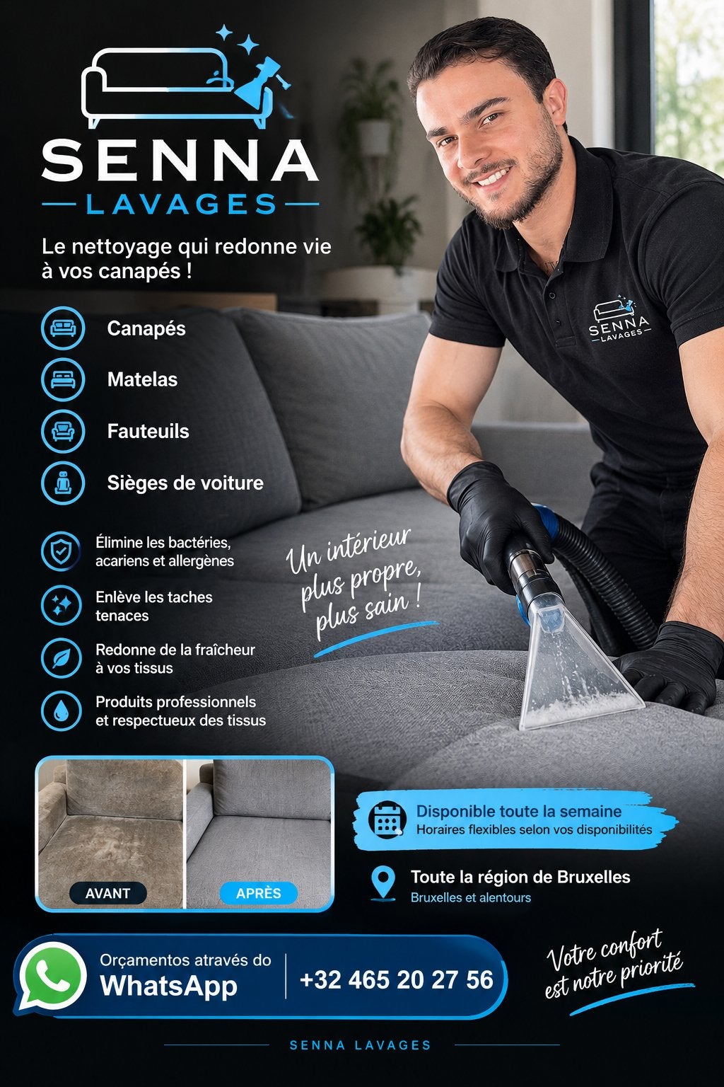 Lavage de canapés