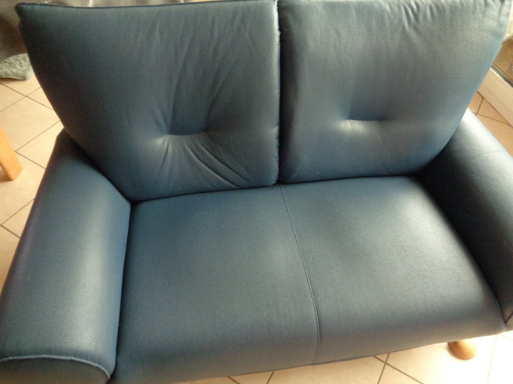 Fauteuil bleu 2 places., Maison & Meubles, Fauteuils, Enlèvement, Utilisé
