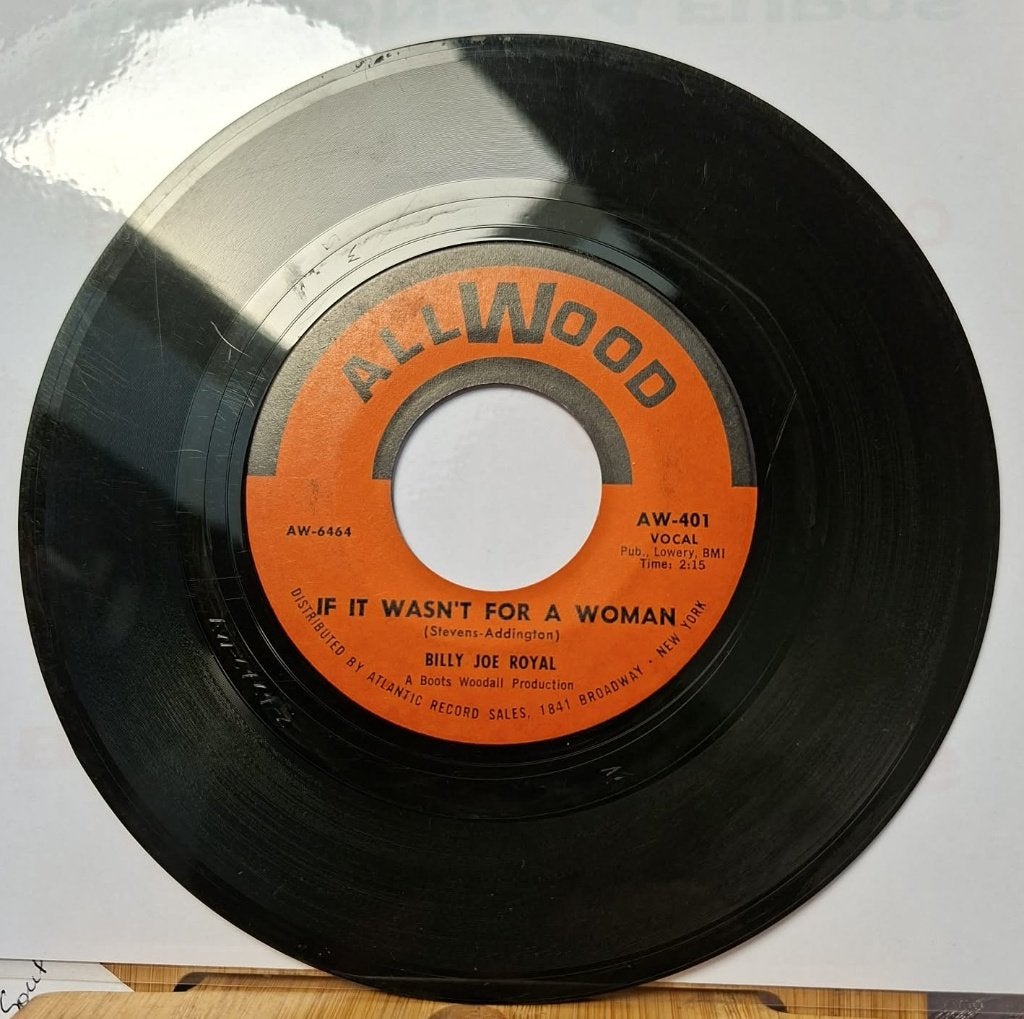 Billy Joe Royal - If It Wasn’t For Woman / Wait For Me Baby, R&B et Soul, 7 inch, Vinyle coloré, Utilisé