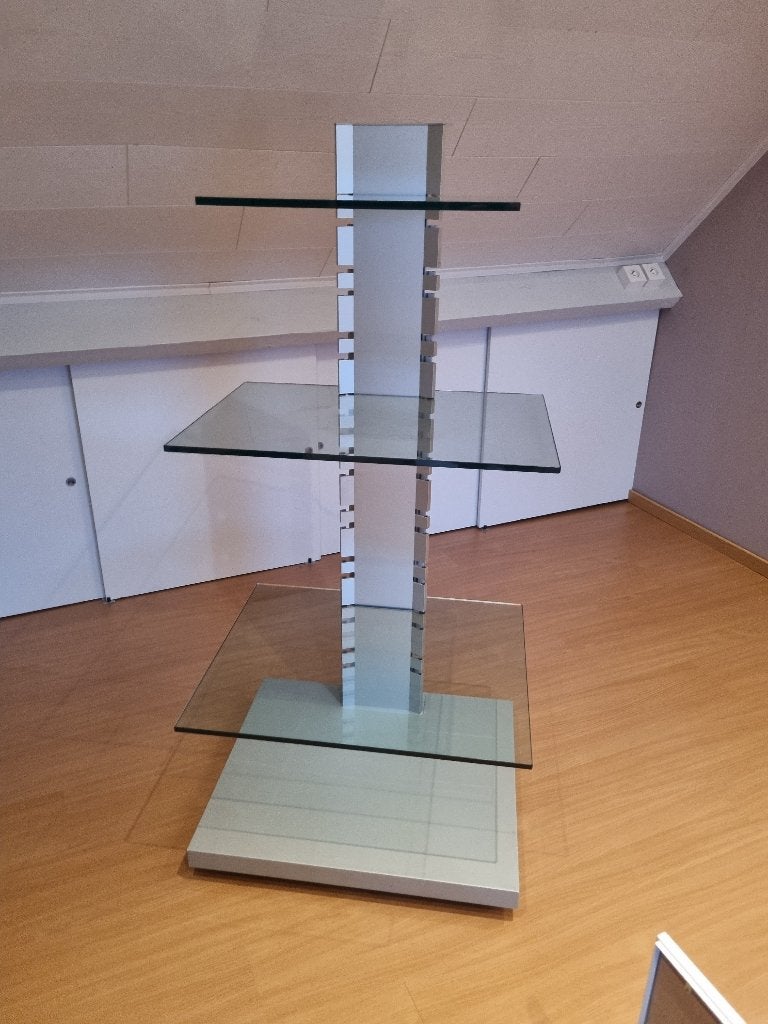 TV meubel Metaal & Glas, Huis en Inrichting, Ophalen, 100 tot 150 cm, Zo goed als nieuw, Glas
